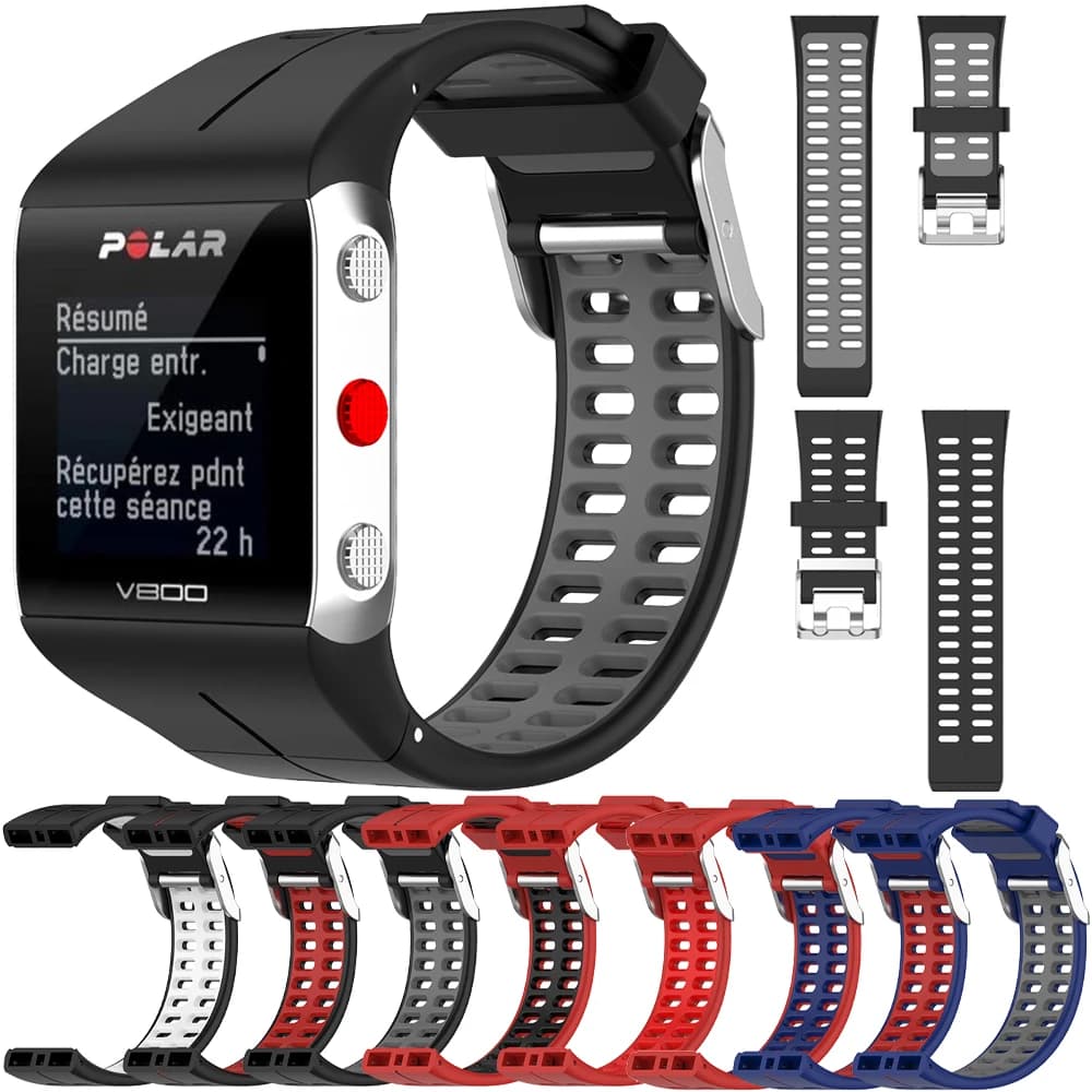 Cinturino in silicone per Polar V800 Dubbele Kleur Gps Smartwatch Cinturini di ricambio Cinturino sportivo Bracciale Bracciale Accessorio