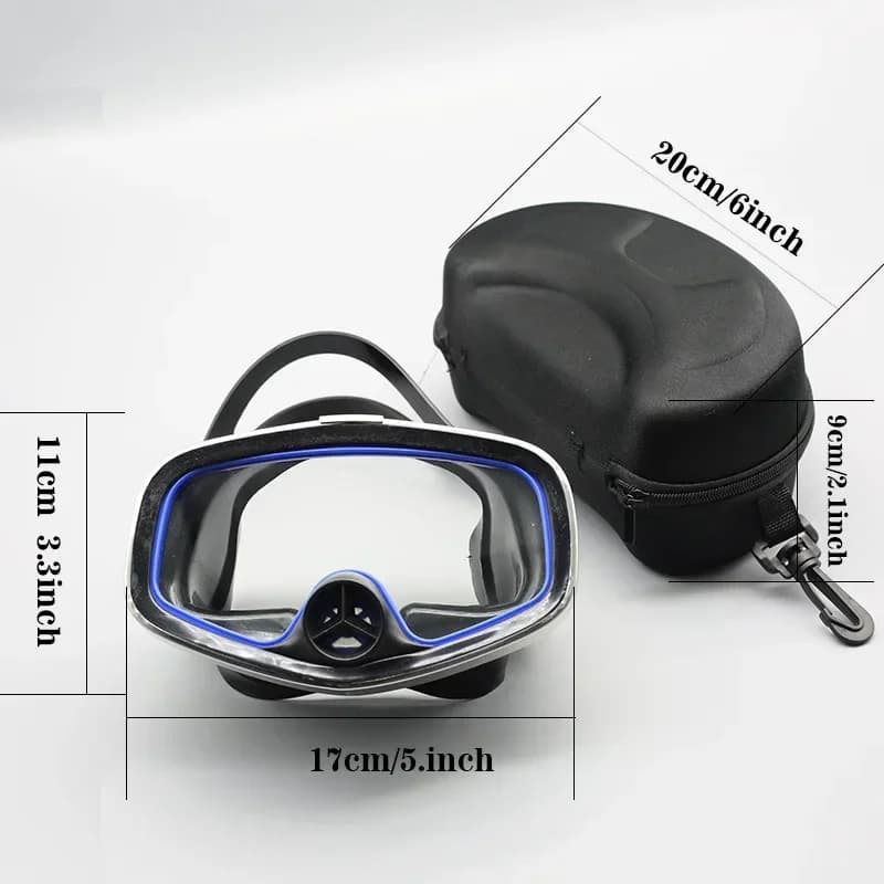 Maschera subacquea integrale con valvola, in silicone, con montatura grande, per adulti, per immersioni in mare, con vetro temperato leggero, per uomo e donna.