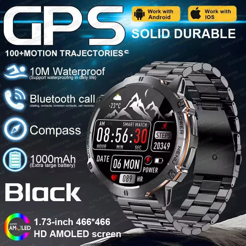 2025 Nuovo Militare T-Rex 3 Chiamata Bluetooth Astuto Della Vigilanza GPS Bussola Altimetro Barometrico 10ATM Impermeabile Sport Smartwatch Uomini