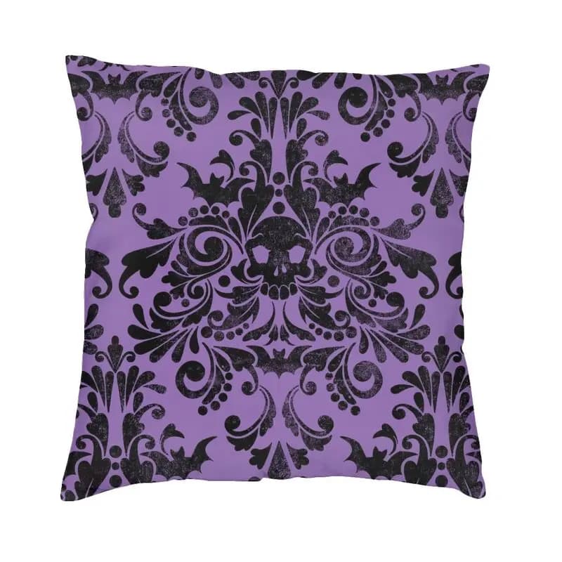Square pillow pillow case with custom damask pattern with skull Decorative print for home Gothic occult pillow cover Halloween witch for sofa