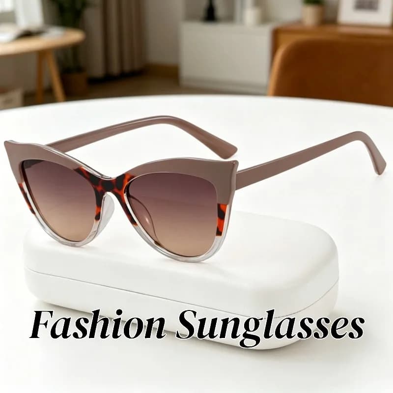 New Fashion Large Cat Eye Frame Sunglasses Anti Blue Light Eyewear Outdoor Retro Trendy Shades Fishing Travel Glasses Unisex