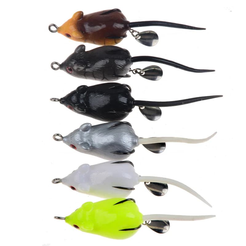 1 pz/scatola 5cm 10g Mouse Lure 3D Eyes Fishing Soft Bait Floating Crankbait esca artificiale manovella Strong Fishing Tackle
