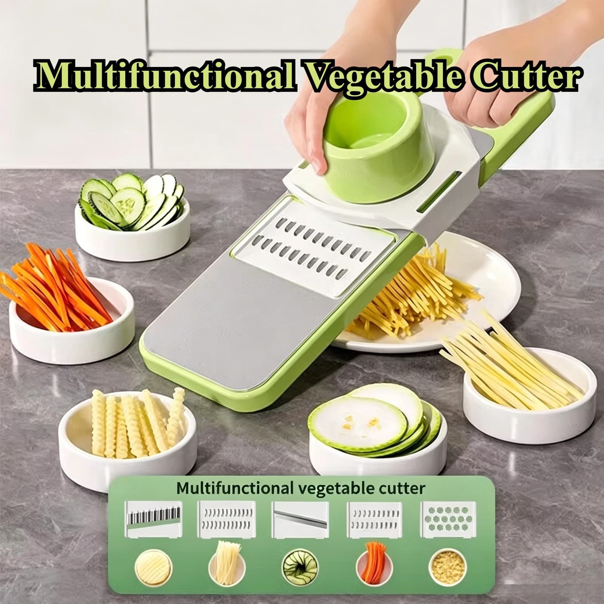 5/7/8pcs set Multifunctional Vegetable Slicer and Grater Set - Interchangeable Blades Manual Kitchen Tool Kit