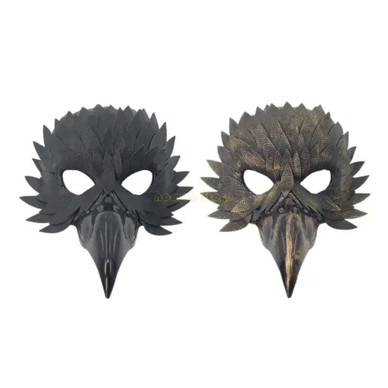 31BF Maschera da gufo Maschera a faccia con piume becco Maschera per feste cosplay del Mardi Gras Halloween