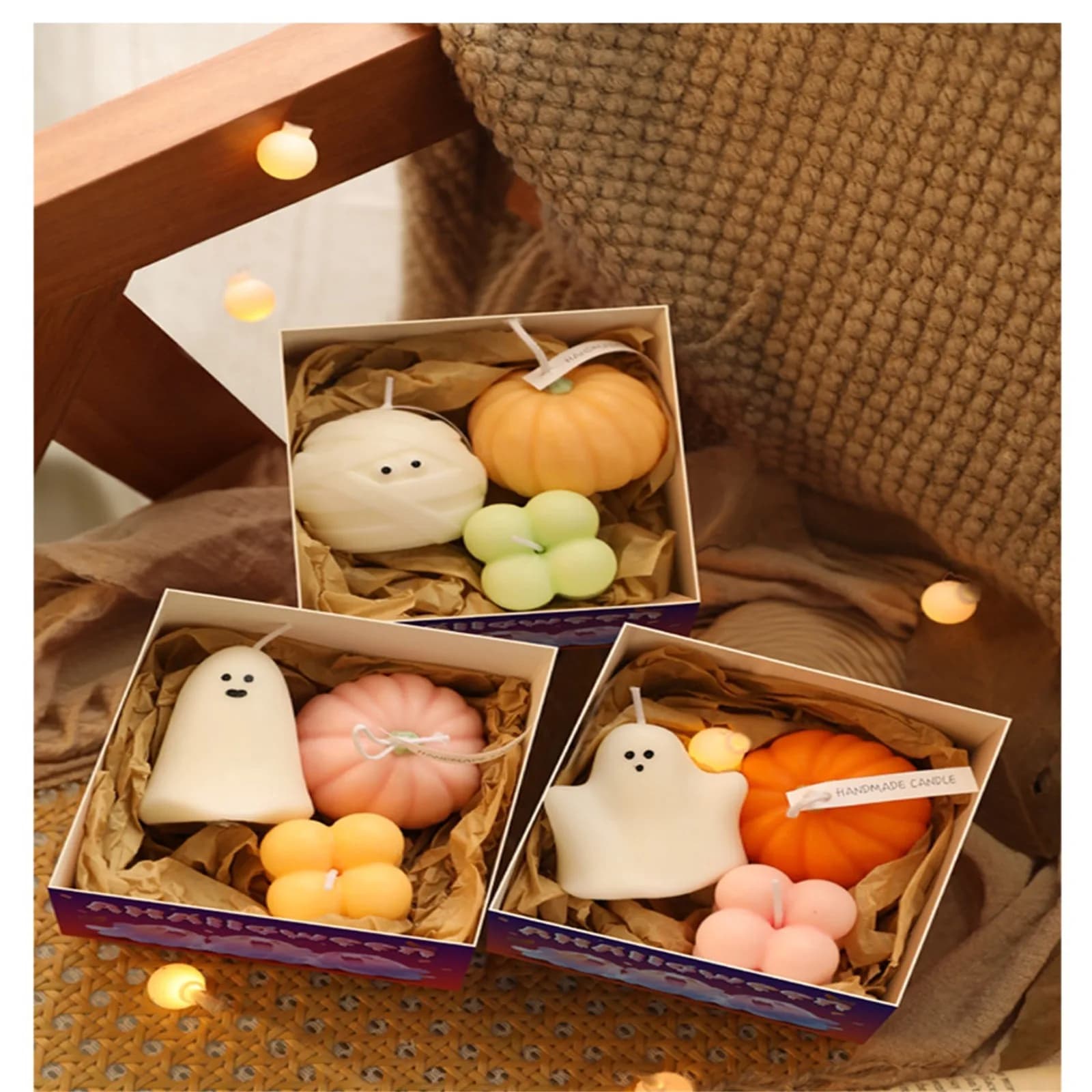 Halloween Ghost Pumpkin Aromathe Candles Decor Cute Halloween Candles Gifts Set Room Decor for Dining Table Party Bedroom