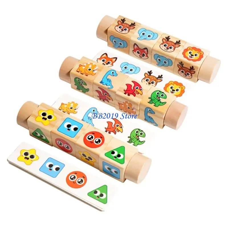 Q0KB Puzzle educativo in legno per bambini Gioco creativo abbinamento animali Puzzle Block Toy per crescita cognitiva