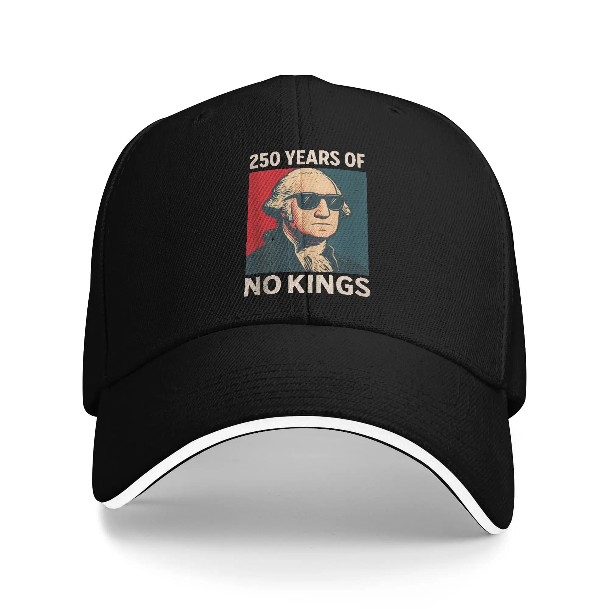 Cappellino da baseball 250 Years No Kings George Washington, cappello da camionista alla moda estivo per adolescenti unisex, cappellino snapback da tennis e skate