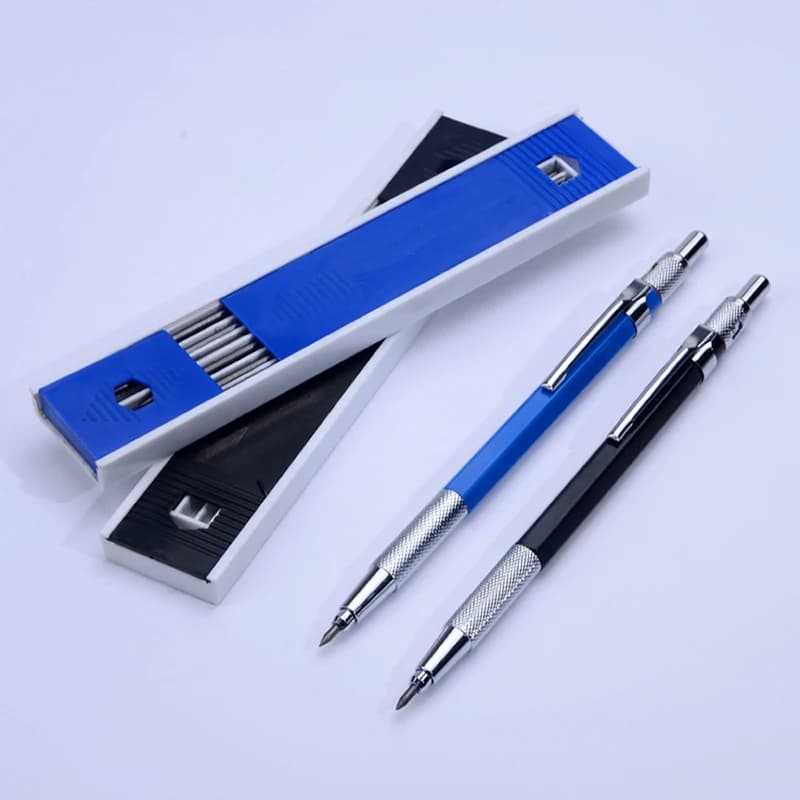 Metal Mechanical Pencils 2.0 mm 2B Lead Holder Drafting Drawing Pencil Set with 10 Pieces Leads Writing School Gifts Stationery