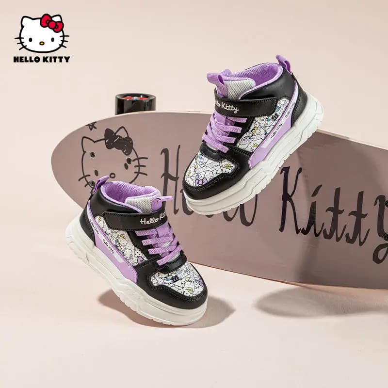 Children's Sports Shoes Hello Kittys Pattern Sneakers Fashionable Versatile All-Season Flat Casual Walking Shoes Board Shoes