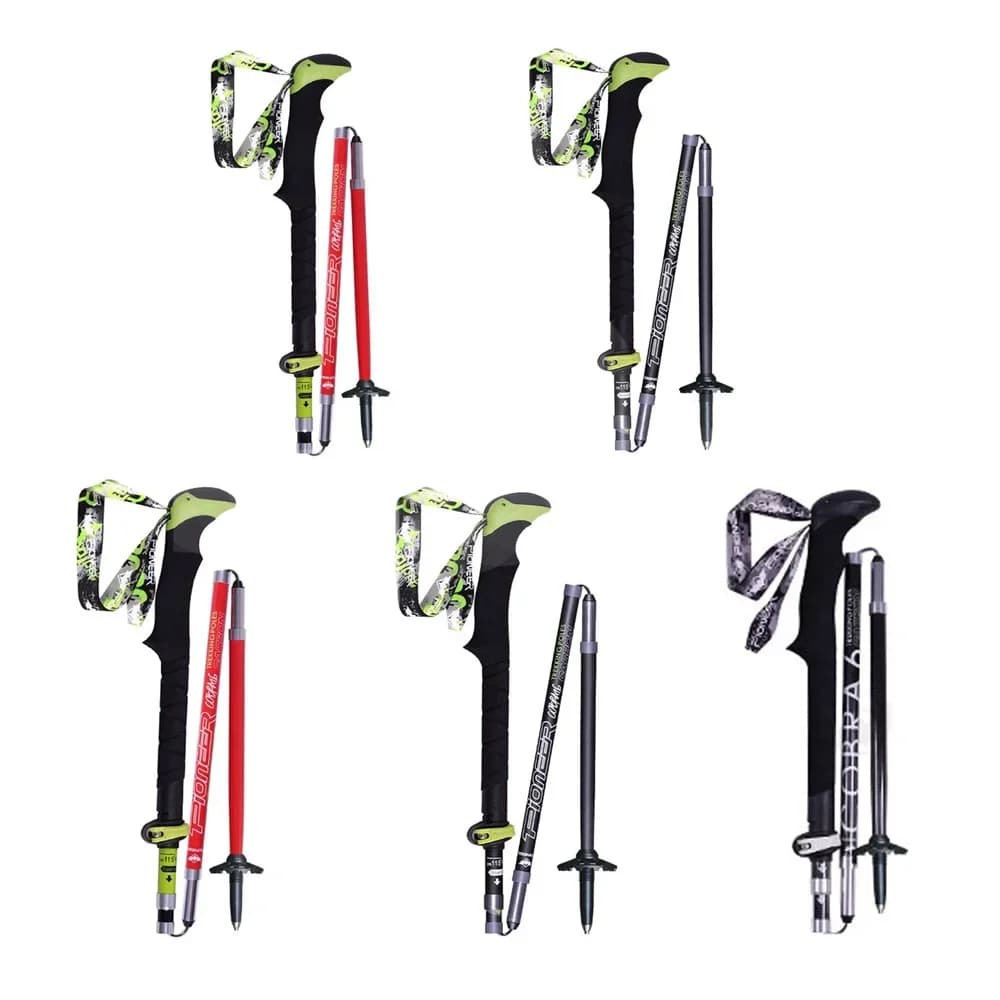 1 PC Adjustable Travel Walking Trekking Climbing Stick Alpenstock Ultralight Carbon Fiber Sticks 5 Sections Block Cane Folding