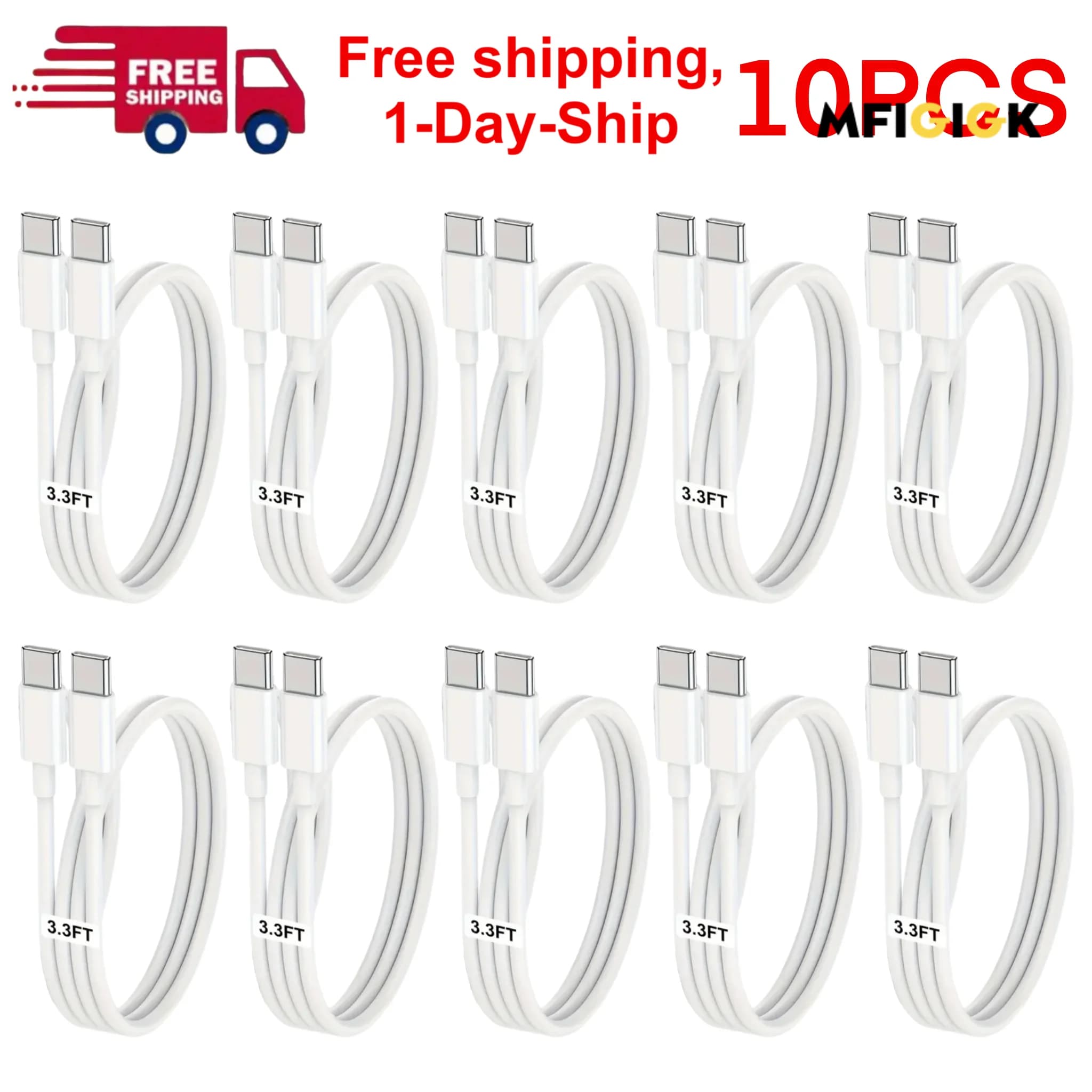 MFIGlGK 10PCS Lotto USB-C a USB-C Tipo-C Cavo PD Caricatore rapido per Samsung iPhone 15