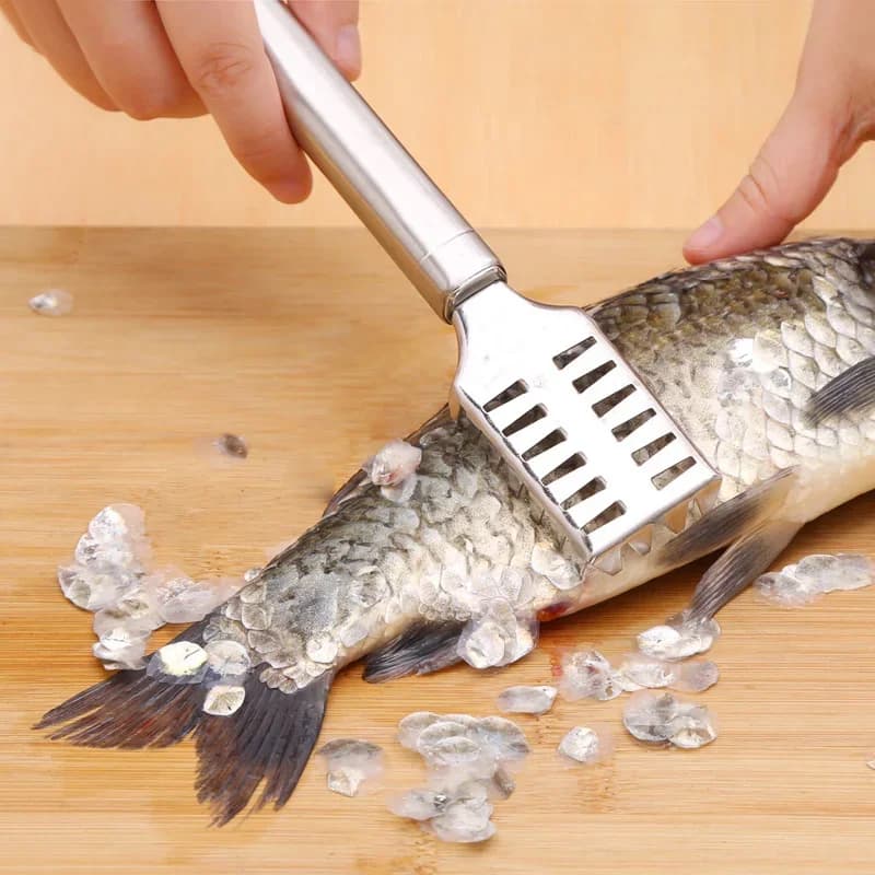 JOOYOO 1PC Stainless Steel Double Strand Fish Slashes Multi-purpose Scraper Fish Scraper Knife Discrundering Brush for Fish Tool