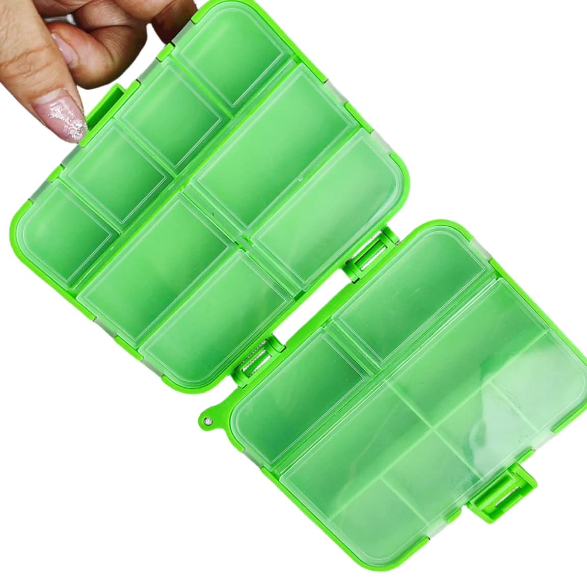 1PC nero/verde impermeabile ami da pesca Bait Tool Storage Box Case con griglie dipendenti accessori per la pesca