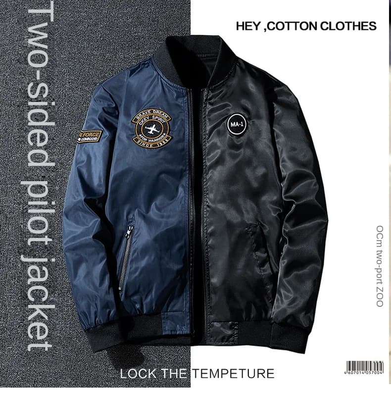 Cappotto Giacca da pilota aeronautica da uomo MA1 Tuta da baseball autunno/inverno Marchio alla moda Double Sided addensato grande