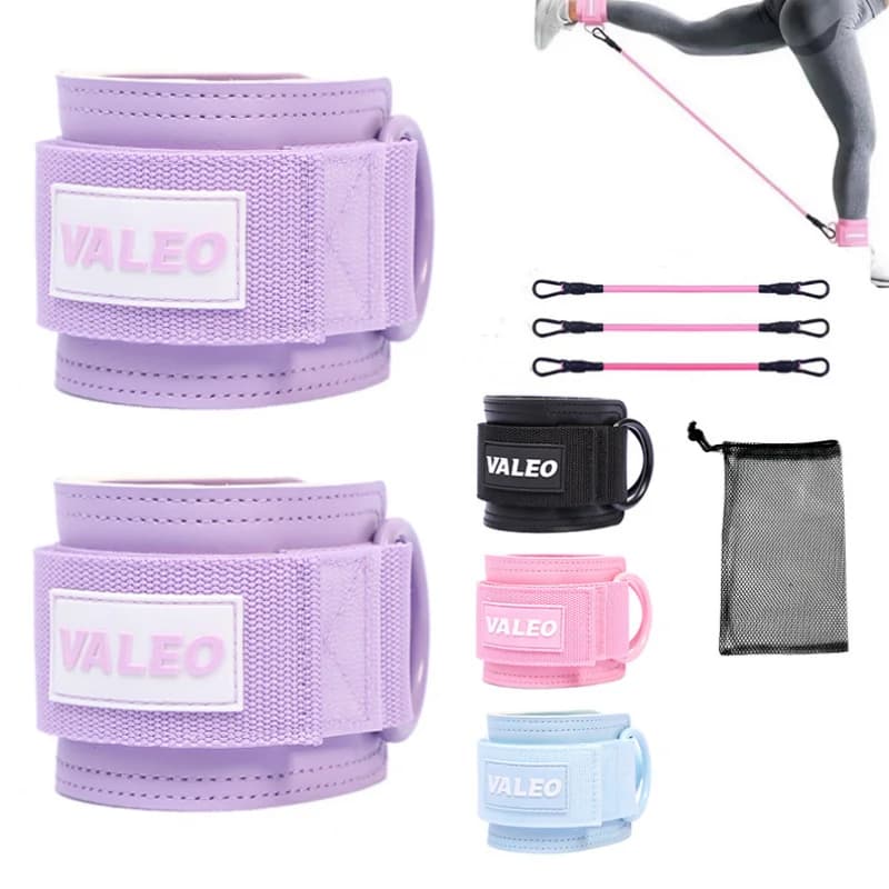 Set di fasce di resistenza con cinturini alla caviglia in pelle PU, attrezzatura per allenamento per glutei, attrezzatura per esercizi di glutei per gambe e glutei da donna