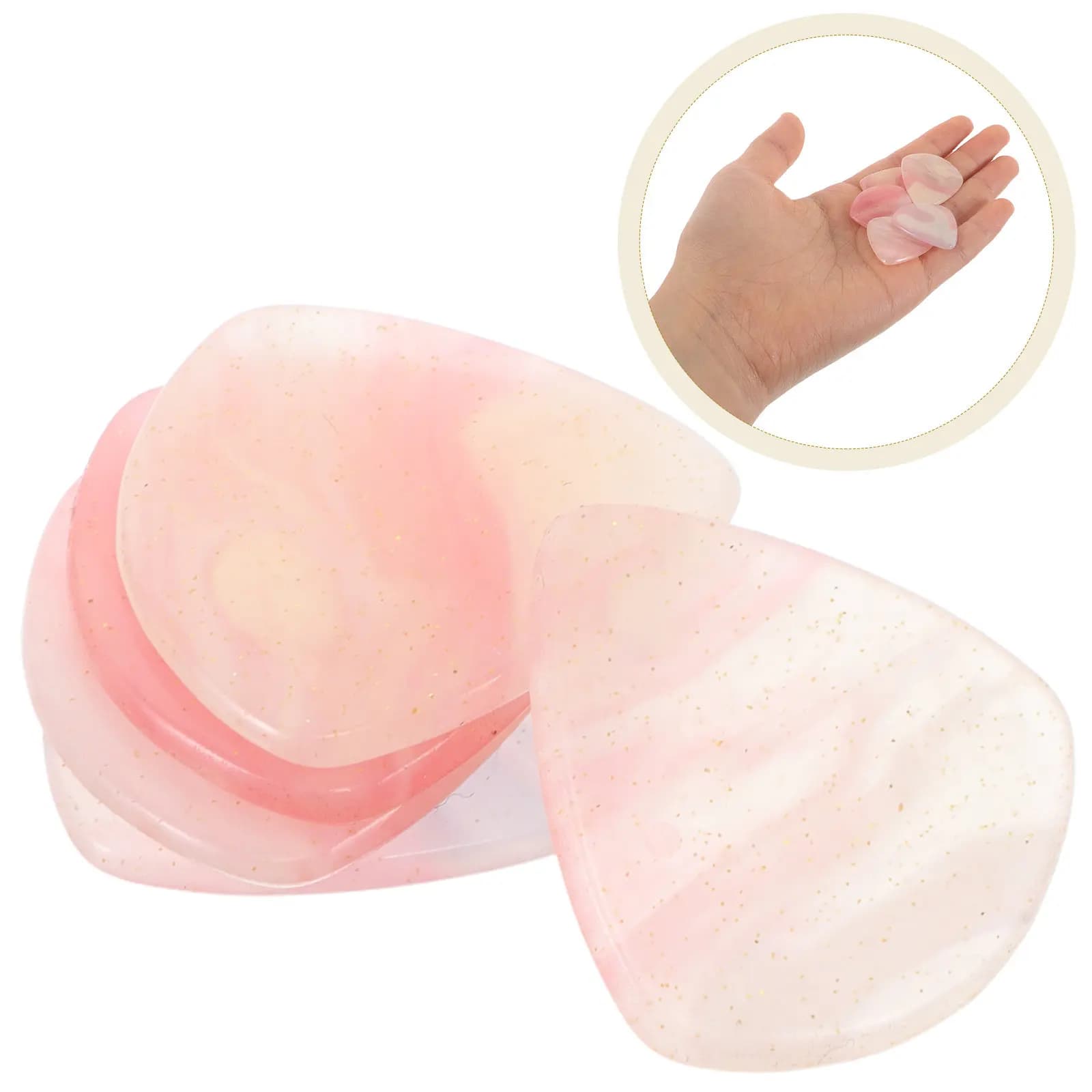 Set di 5 Plettri a Forma di Cuore in Resina, Versatili per Chitarra Elettrica, Basso, Acustica e Ukulele, per Controllo di Precisione e Strumming Veloce