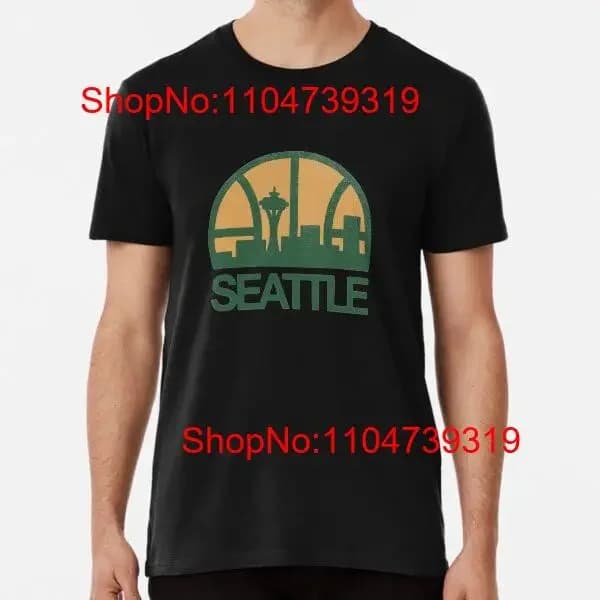 Seattle Sonics dalla S alla 5XL Made in AU USA T-shirt vintage lavata comoda e traspirante da indossare tutti i giorni allungata