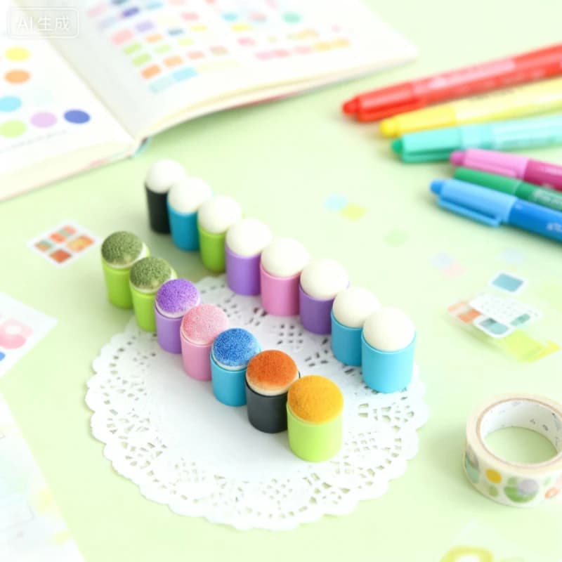 DIY Craft Finger Ink Blending Tool Set PVC Sponge Stamp Pad Applicator Kit for Scrapbook Journaling