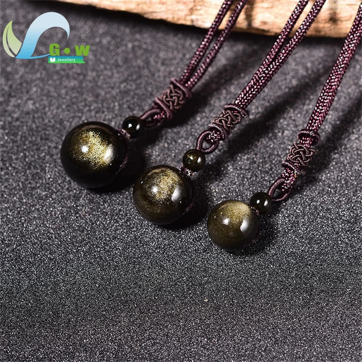 Collana con ciondolo a sfera di cristallo di ossidiana dorata genuina, pietra energetica, gioielli pendenti, regalo di guarigione spirituale per uomini e donne, accessorio