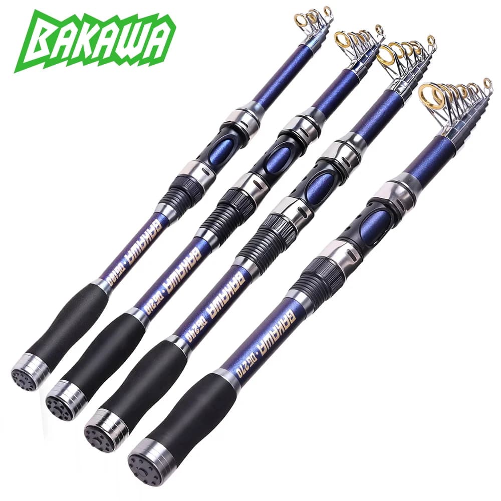 Canna da Pesca Telescopica BAKAWA Ultra-Corta 1.8m-2.7m in Carbonio per Trota e Carpa, Canna da Spinning per Pesca a Spinning con Esche Artificiali