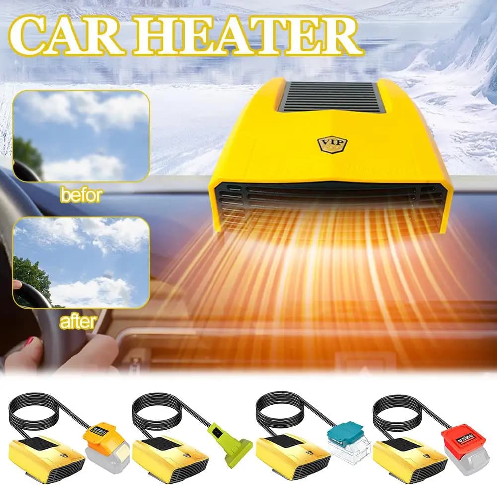 Riscaldatore per Auto a Batteria al Litio (Batteria Esclusa) Sbrinatore per Esterni ABS Silenzioso Piccolo Termostato Elettrico Ventilatore di Raffreddamento