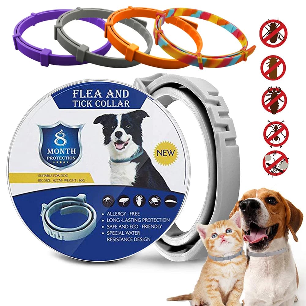 Anti-zanzare impermeabili Protezione da 8 mesi Collare per cani Prevenzione insetti per gatti Collare per pulci e zecche
