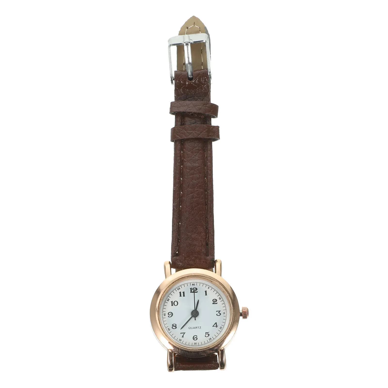 Small woman watch with brown strap, soft, flexible, simple, luxury, digital, for women, students, elegant, to wear everyday