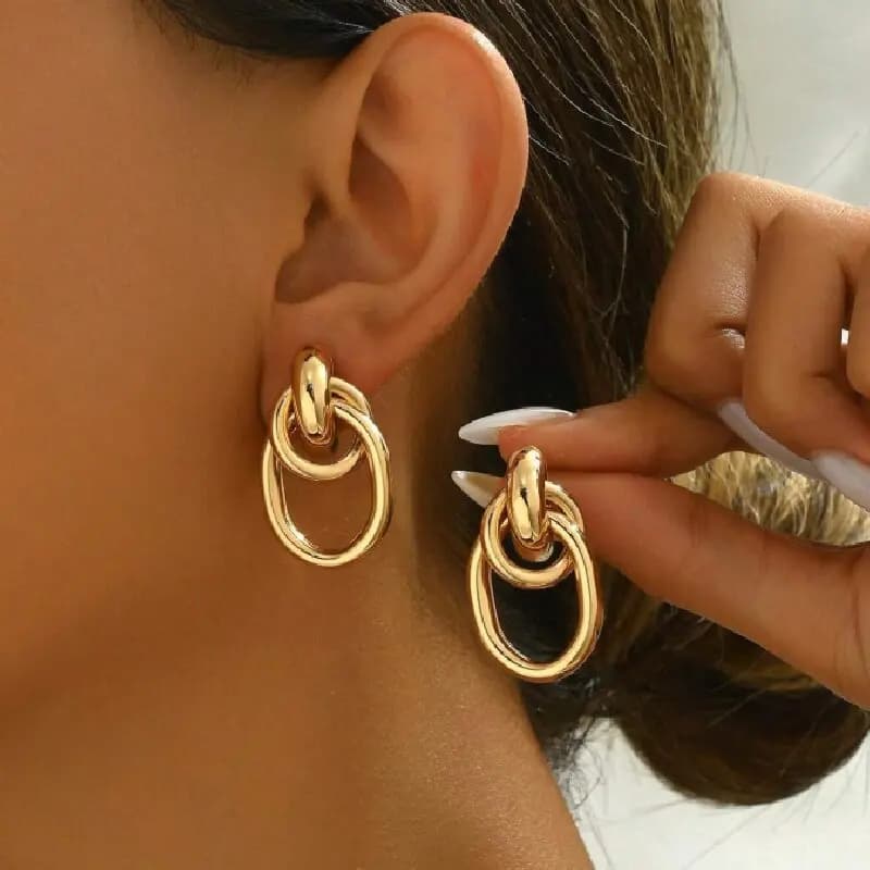 BLIJERY Orecchini a cerchio minimalisti di lusso con tubo incrociato per donna, design unico, eleganti gioielli alla moda dai toni freddi, regalo per le vacanze