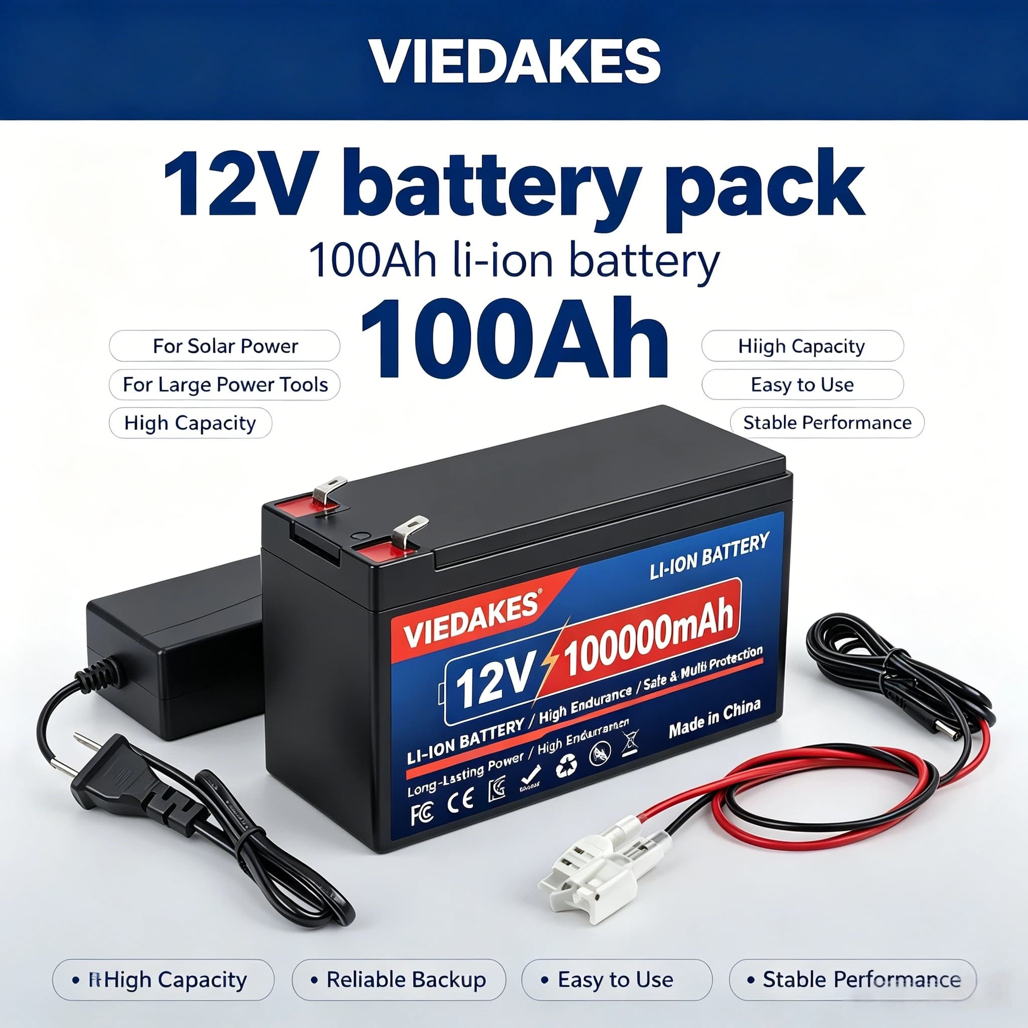 High Capacity 12V Lithium Battery 100Ah 4000+ Deep Cycles with BMS for V Camping Life, Solar Power Backup Battery️