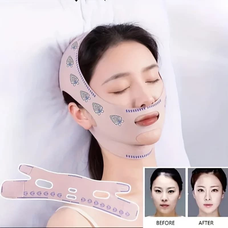 1 Pezzo Maschera Traspirante con Cinturino per il Mento, Maschera Regolabile per il Lifting del Viso e della Linea della Mascella, Comoda Maschera Modellante a V per Dormire, per Salone