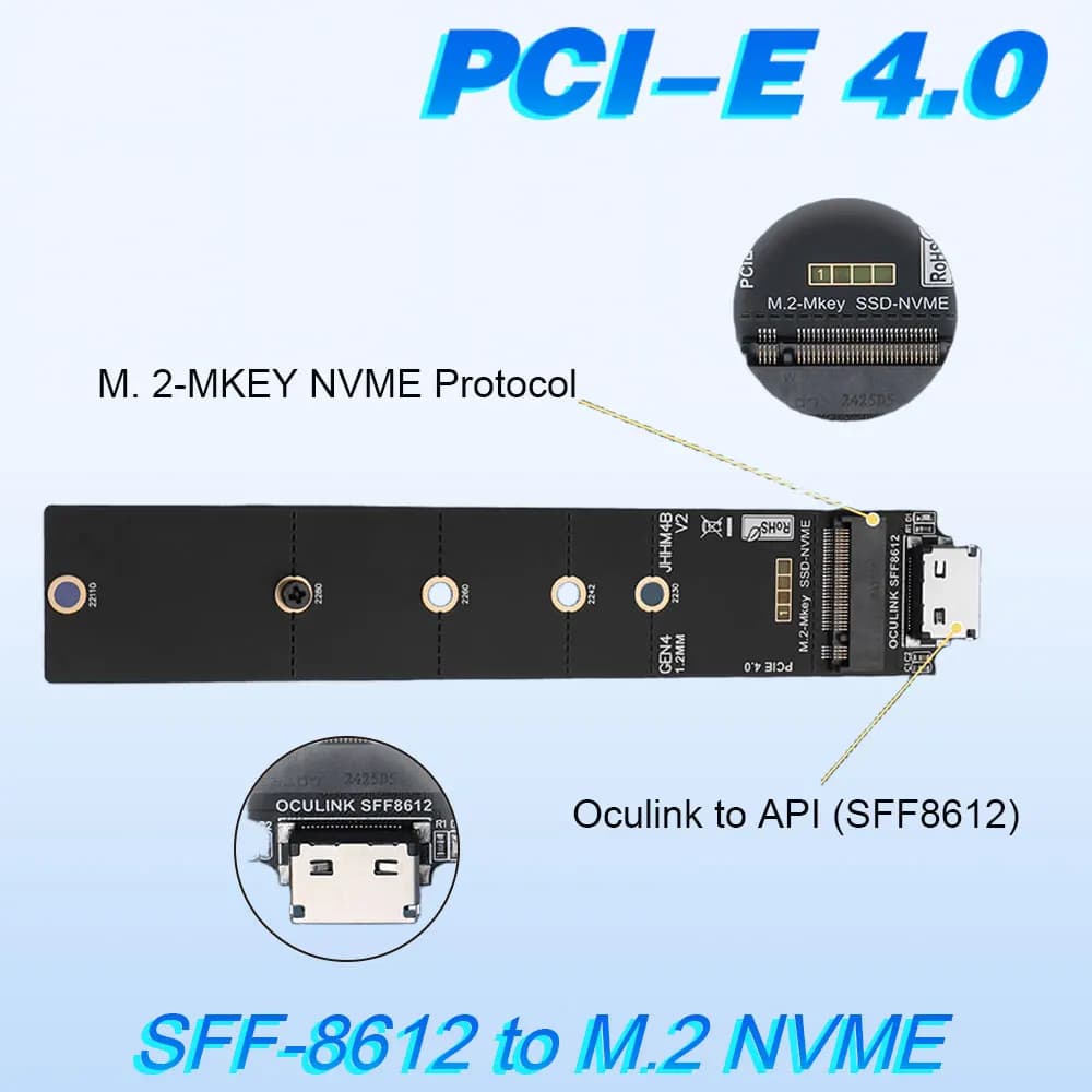 ADT-Link PCIE 4.0 GEN4 Oculink Scheda adattatore esterna M.2 SFF8612 a M.2-Mkey NVME Oculink SSD Adattatore per disco rigido 2230 2242 2260