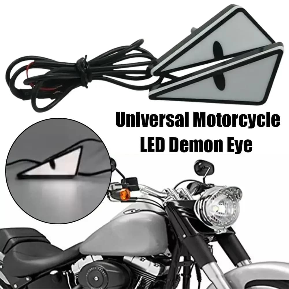 Motorcycle LED Triangle Demon Eye Light Evil Eyes Headlight Motorcycle Mini Projector Lens Lamp for Any Car Model