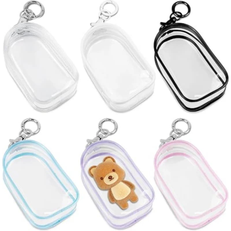Custodia trasparente per bambole di peluche da 15-17 cm - Borsa da esposizione antigraffio con portachiavi Accessori durevoli per scatole da viaggio