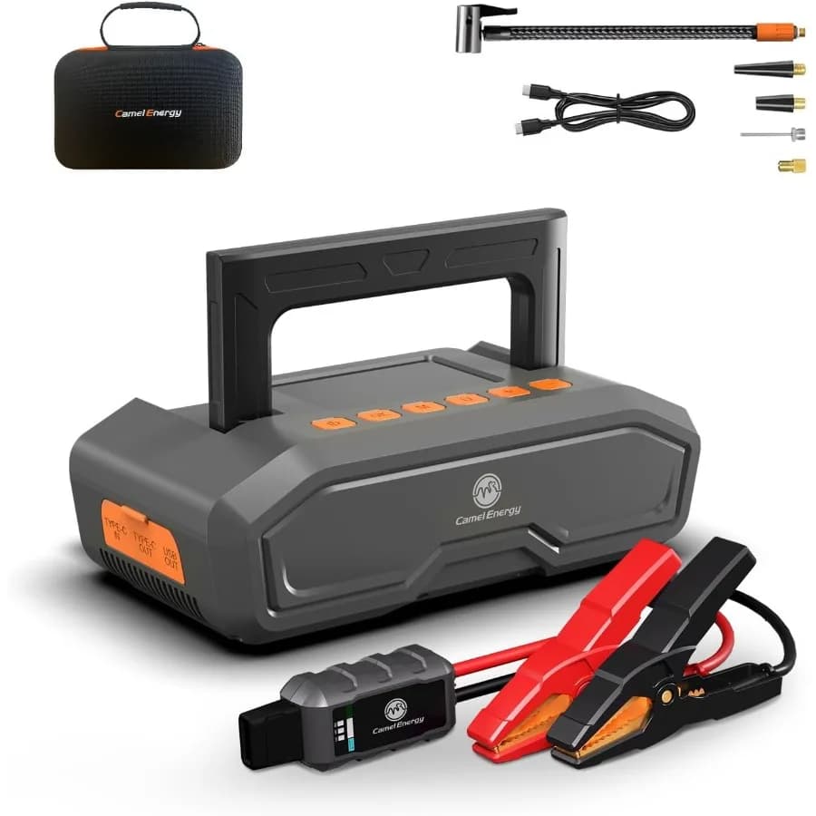 Avviatore portatile da 12 V con compressore d'aria Picco 4000 A per motori diesel da 9 litri e 8 litri - Booster batteria per auto compatto con 15