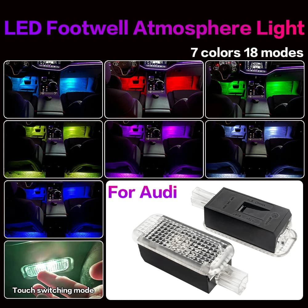 Per AUDI A3 A1 A4 B7 B8 B9 A5 A6 C5 C6 C7 A7 TT Q3 Q5 Q7 Q8 TT A8 LED Auto Piede Luci Decorazione Atmosfera Lampada Accessori