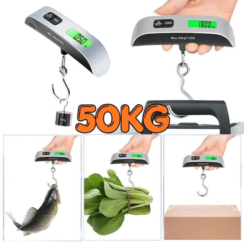 50kg Electronic Hanging Luggage Scale Backlit LCD Display Portable Weight Scale For Suitcase Shopping Package Weighing Tools