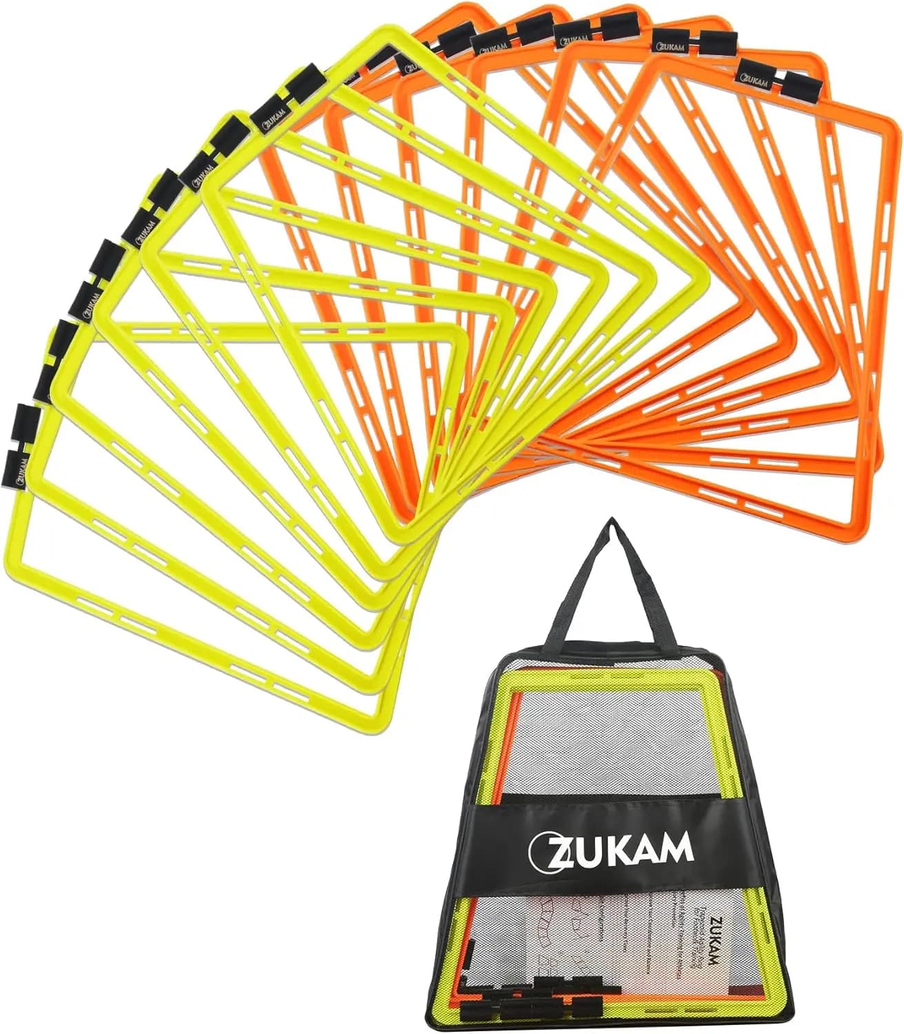 12-Pack Trapezoid Agility Rings for Speed and Footwork Training with Carry Bag