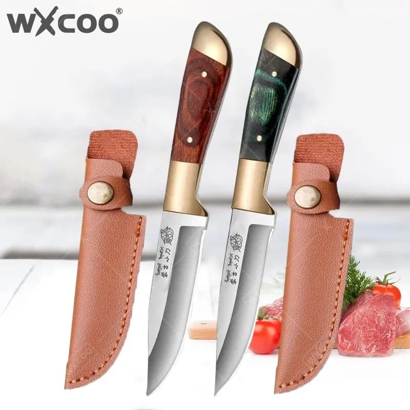 WXCOO Stainless Steel Forged Meat Knife with Sheath Barbecue MultiFunction Butcher Kitchen Meat Cleaver Lamb Beef