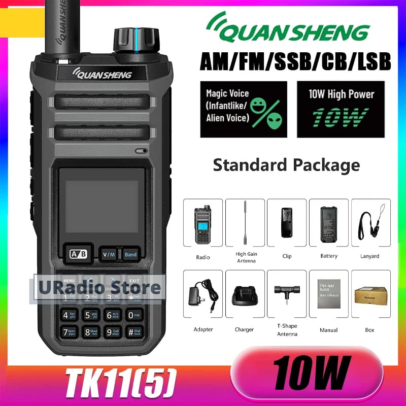 Quansheng TK11 (5) Walkie Talkie 10W Doppia ricezione ad alta potenza AM FM LSB CW 27MHz Analizzatore di spettro multibanda Radio di uccisione remota