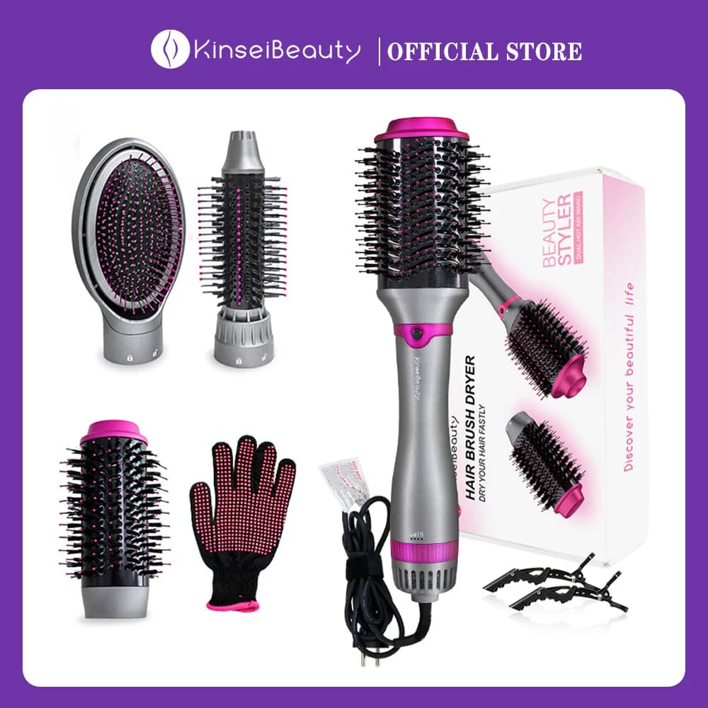 1200W Hair Dryer Styler Hot Air Brush Replaceable Head Raddrizer Bigodino Pettine Roller One Step Electric Brush for Ion Hairdryer