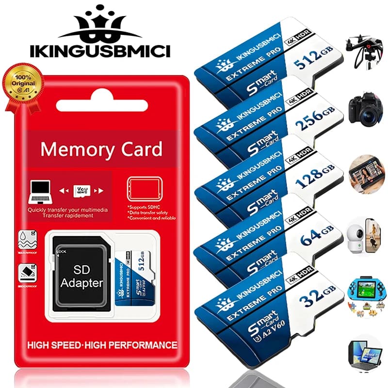 128GB 256GB 512GB Compact Micro TF SD Card Memory Card SD Cards TF Cards V60 for Dash Cam/CCTV/Gaming Console/Router/Mobile