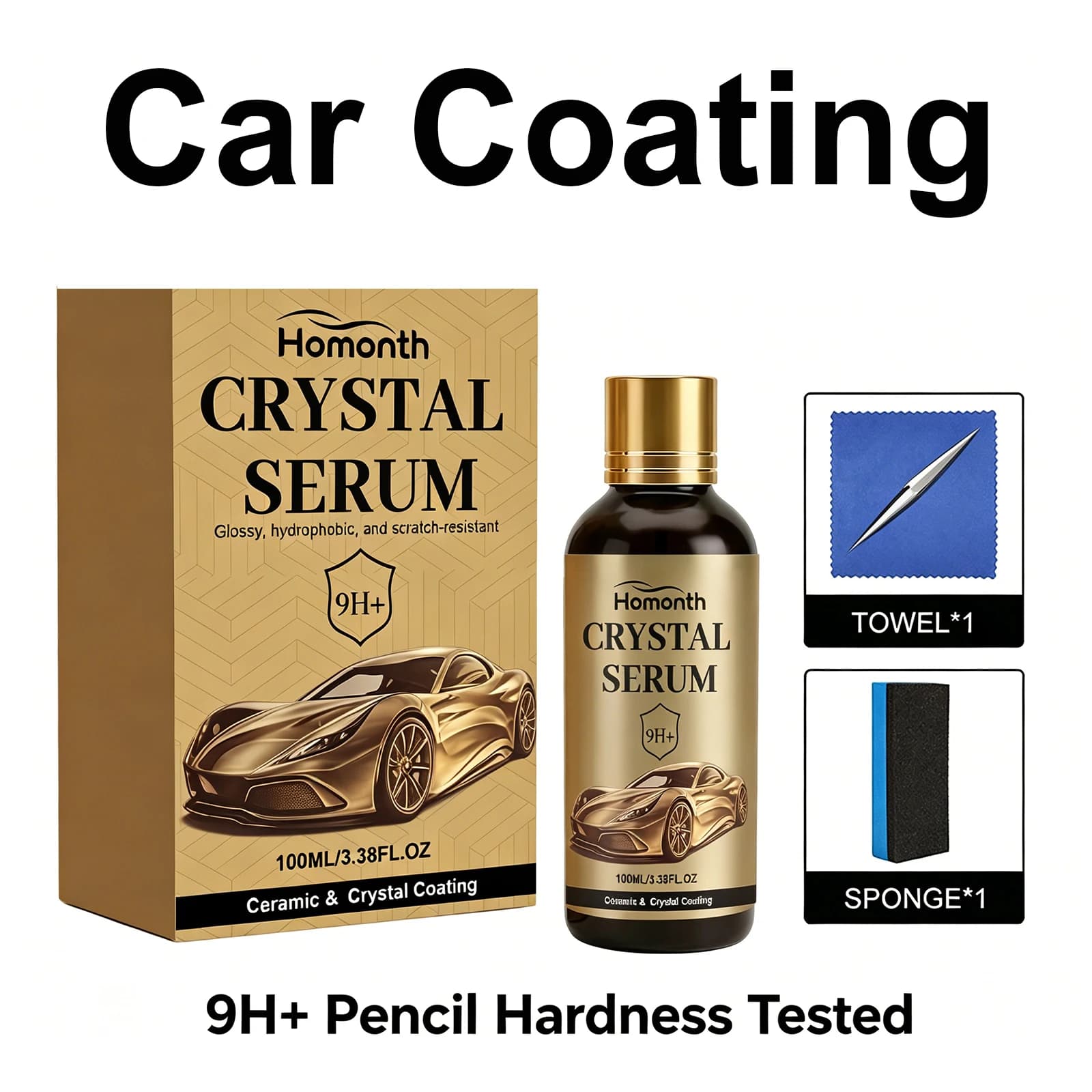 9H+Car Ceramic Coating Crystal Serum Nano Hydrophobic Layer Paint Polishing Wax Anti Fouling Scratch Resistant Accessories 100ml