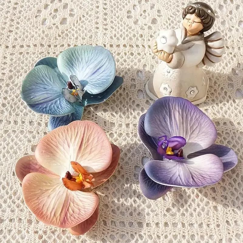 Copricapo di orchidea farfalla stampato in 3D, fiore artificiale in cotone e silicone, souvenir di nozze, confezione regalo per feste, accessorio per capelli,
