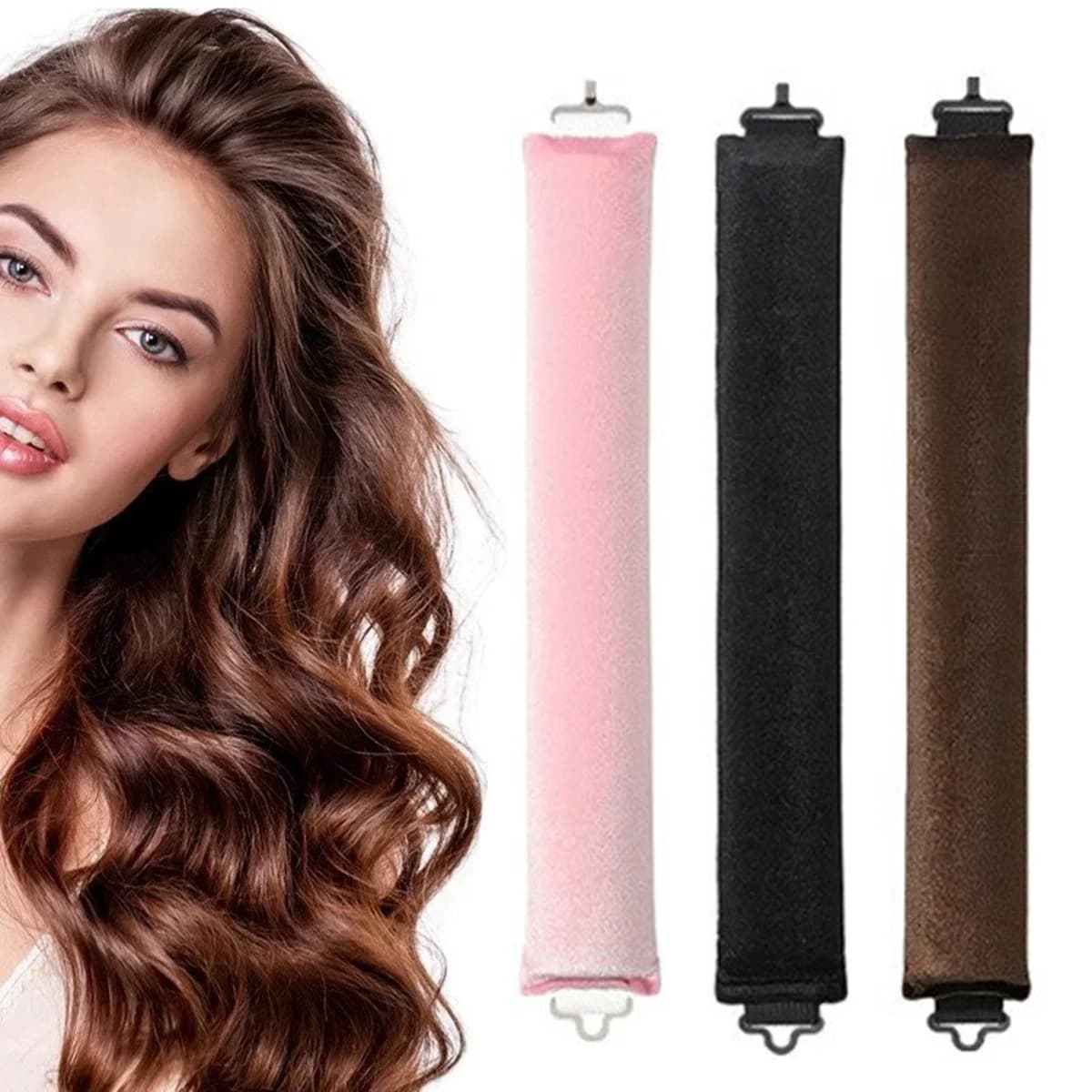 Set of 3 Bigodini in Soft Foam for Women, Heat-free curling, Night Wave Instruments on Hair Naturally Mossi and Voluminous