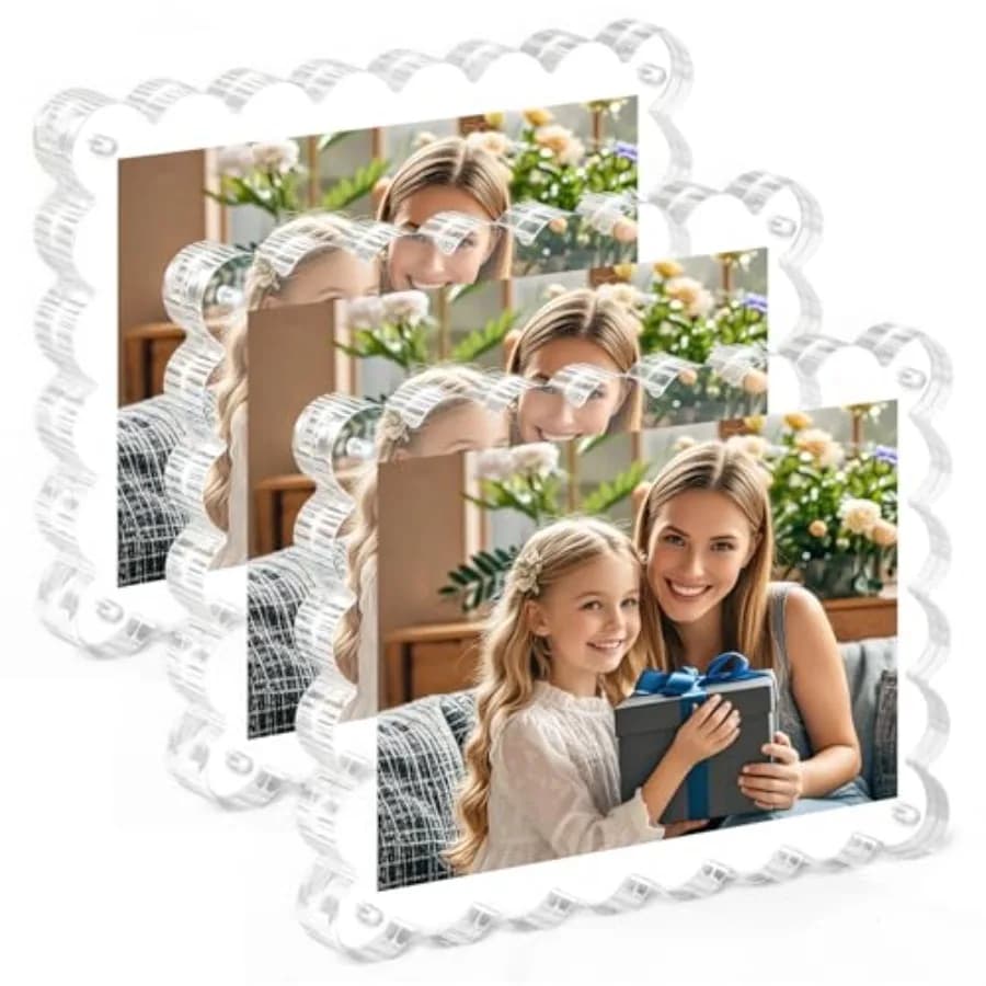 Set di 3 Cornici Magnetiche in Acrilico 5×7 Pollici - Cornice per Foto con Bordo Ondulato, Spessore 10+10mm, Cornici Trasparenti Bifacciali per D
