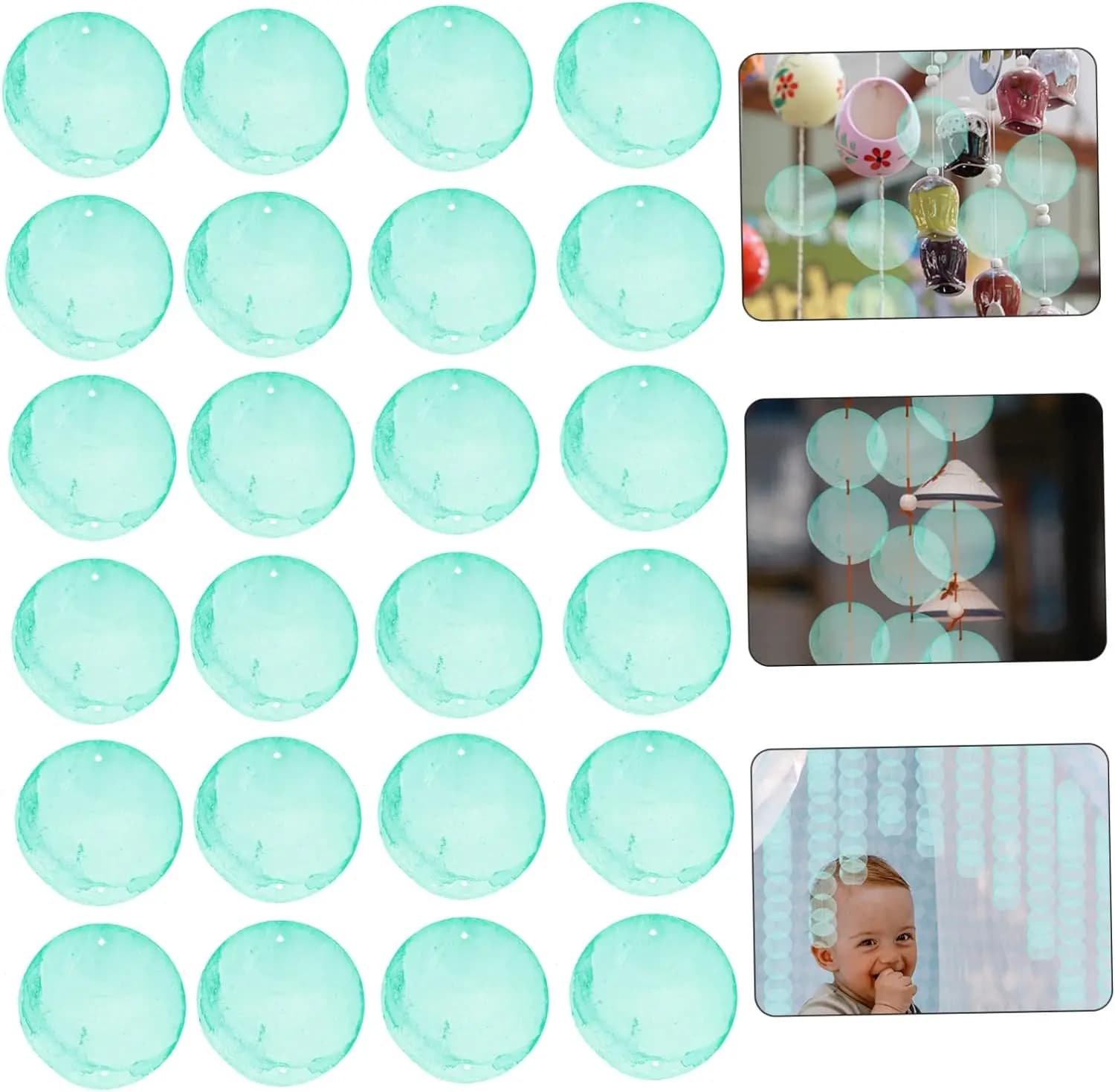 Shell Charms Beads Shell Blue Earring Flat Round Shells Beads Wind Chime outdoor Manual windspiel dream catcher accessories