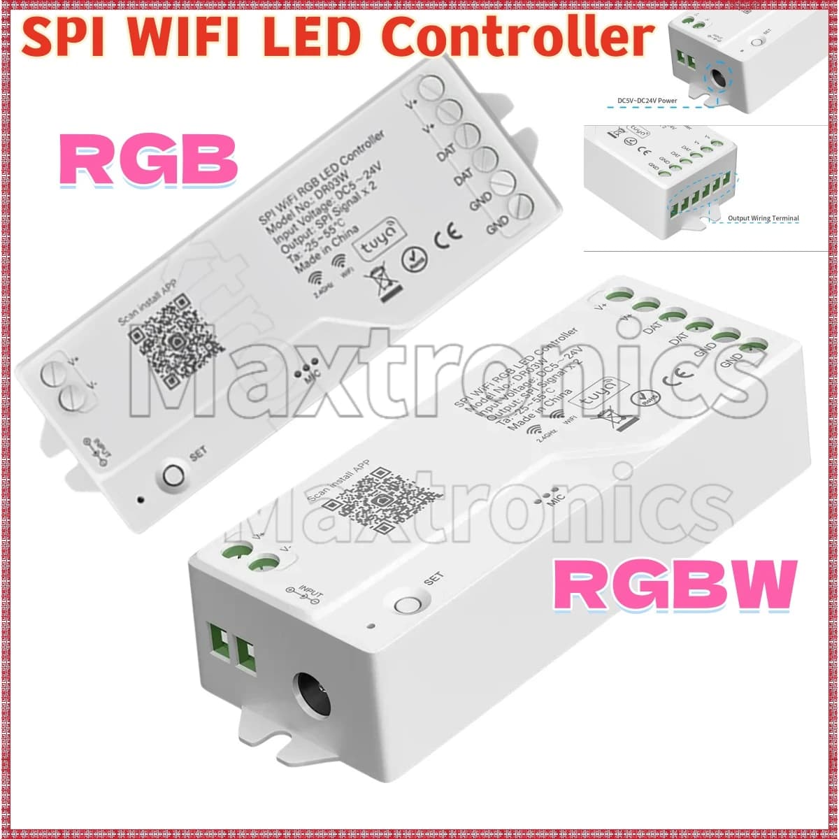 WS2812 WS2815 DR03W/DR04W Tuya WIFI LED Controller Dimmer Work With Google Alexa Home WiFi Wireless Control 5050 RGB LED Strip