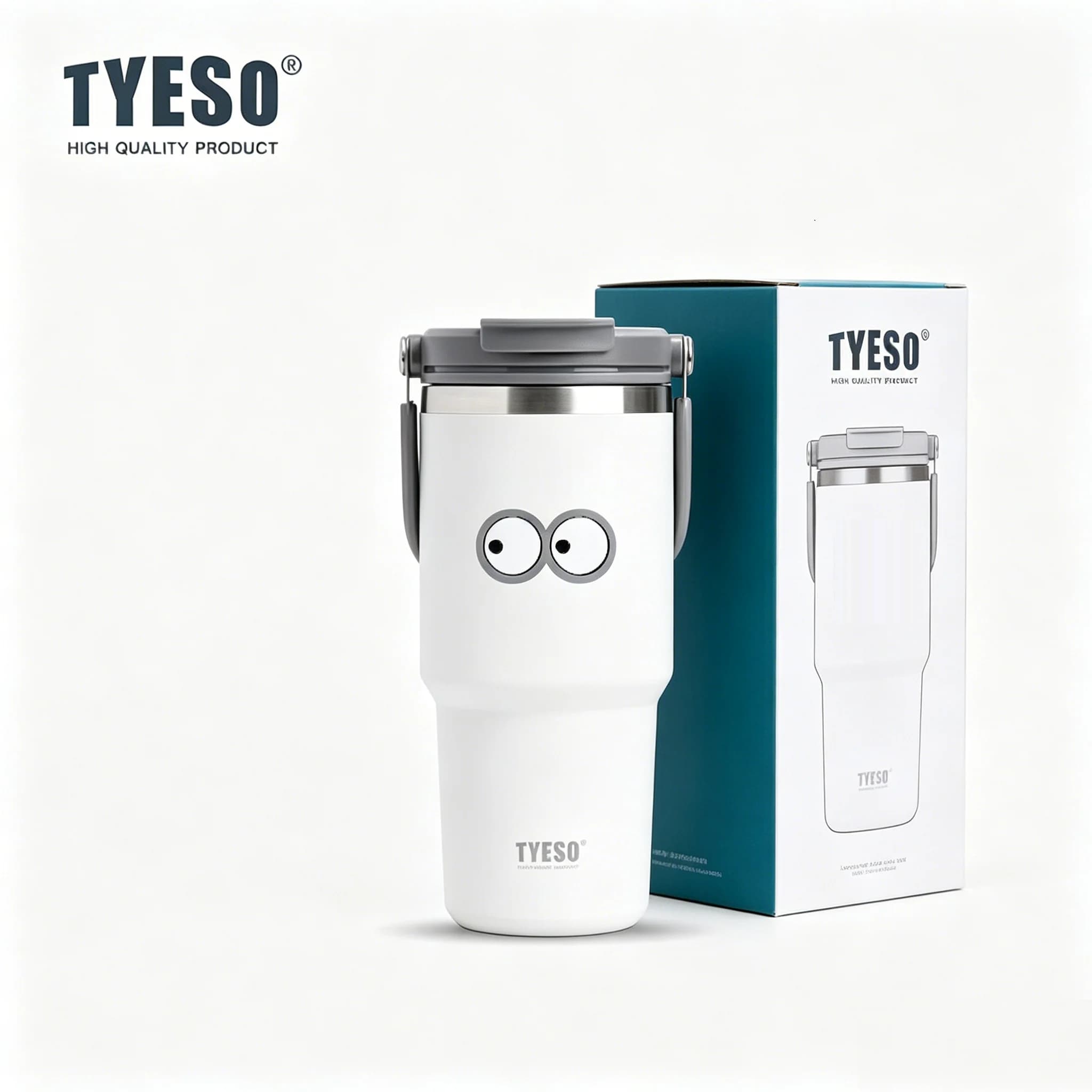 Tyeso 750ML Tazza Termica in Acciaio Inox con Adesivo Decorativo, Bicchiere Isolato a Doppio Strato, Bottiglia Termica per Auto e Viaggi