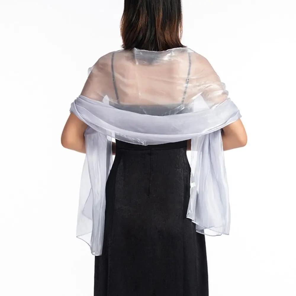 Elegant silky trims and trims in solid color Transparent Organza Soft long and shiny scarves Evening dress scarves with sun protection