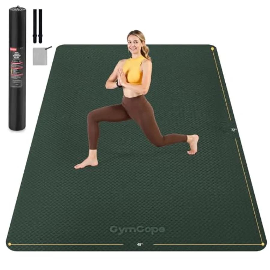 Tappetino Yoga Extra Large 72x48 o 78x57, Spessore 1/4-1/2 Pollici, in TPE Antiscivolo per Donne e Uomini, Palestra Domestica, Yoga, Pilates, Stretching, Meditazione, Leggero